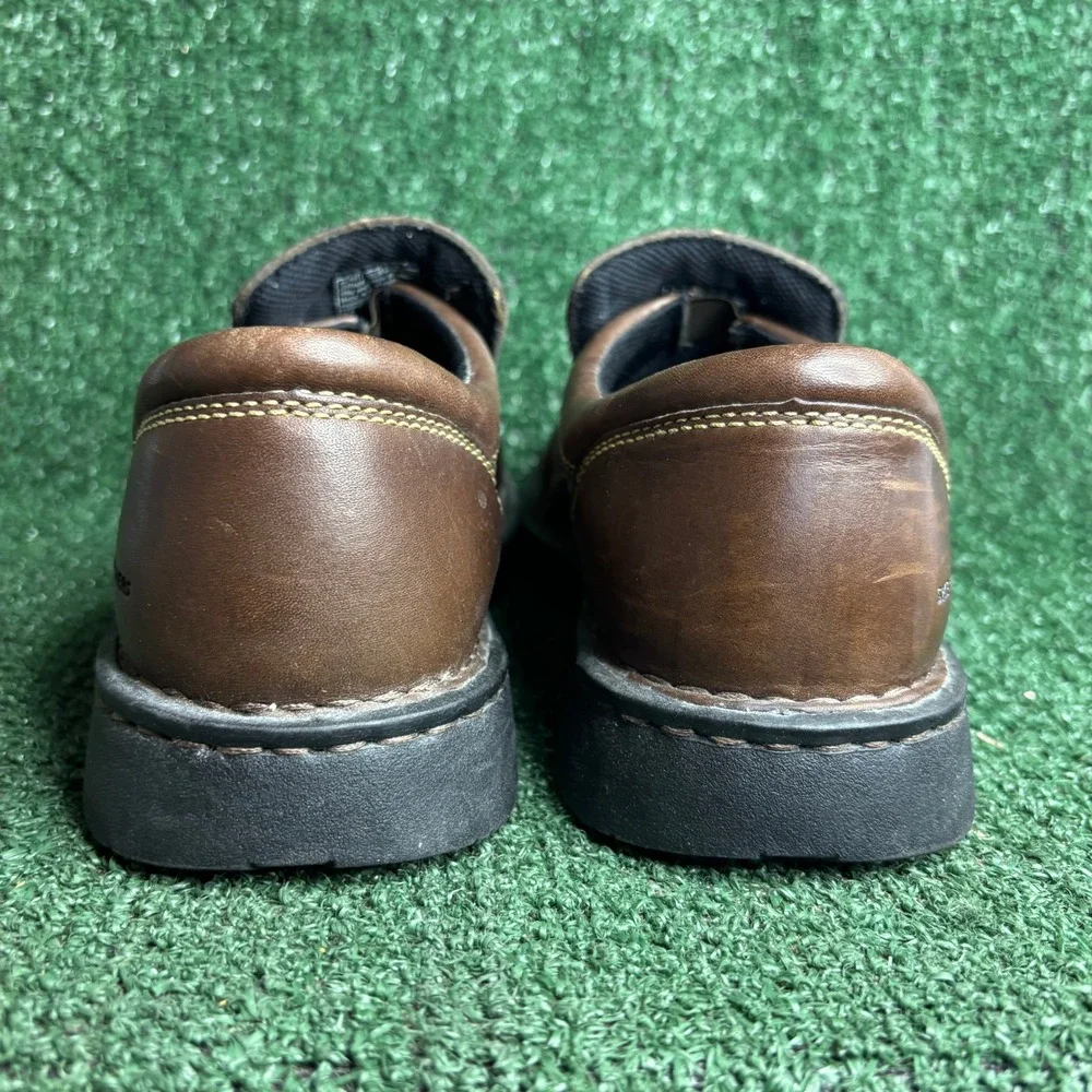 Skechers 4377 Leather Slip On Moccasin Loafer Vintage Y2K Work Shoe Brown Mens 9